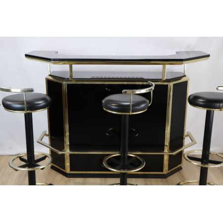 Bar Schwarz Gold Art Deco vintage 60er Klavierlack