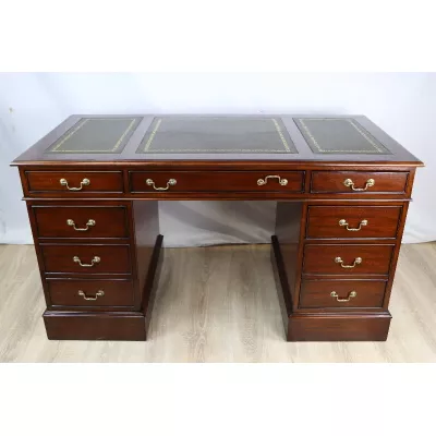 Schreibtisch Mahagoni Pedestal Desk Lederplatte