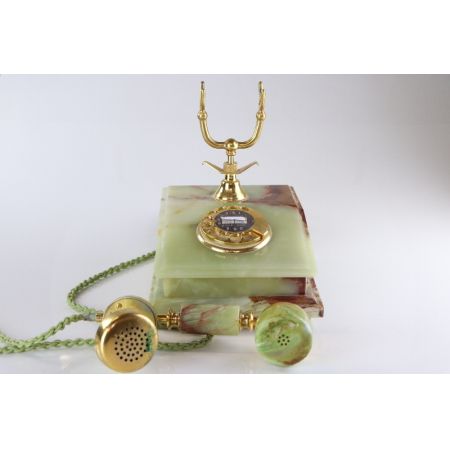 Antikes Telefon mit Wählscheibe, Marmor