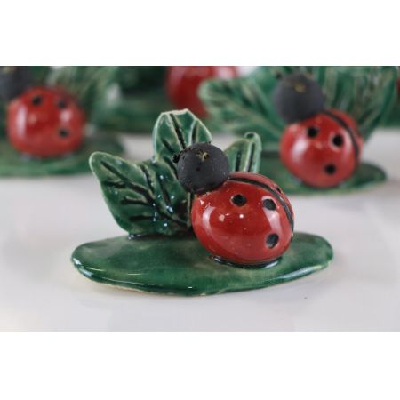 Antikes Marienkäfer Figurenset aus Keramik