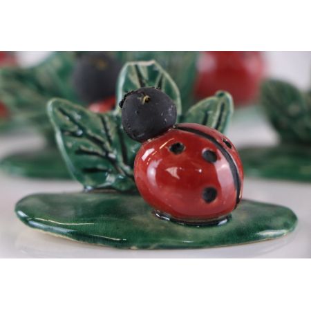 Antikes Marienkäfer Figurenset aus Keramik