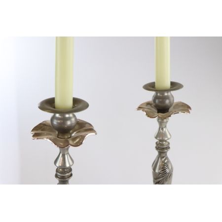 Antikes Silbernes Kerzenständer Set, Florale Motive