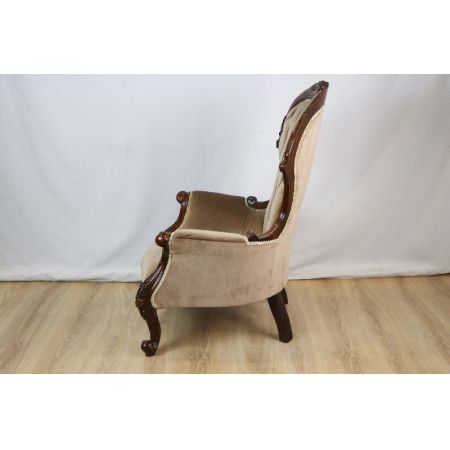 Victorian Easy Chair, Viktorianischer Sessel mit Samtbezug