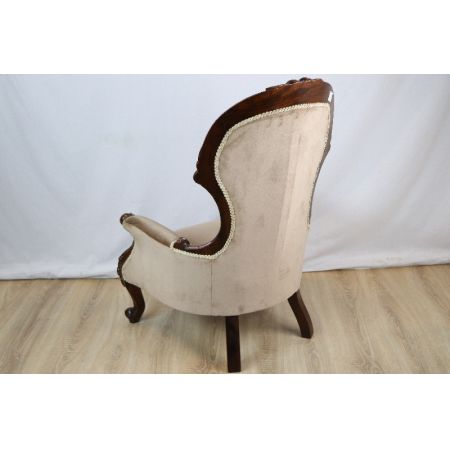 Victorian Easy Chair, Viktorianischer Sessel mit Samtbezug
