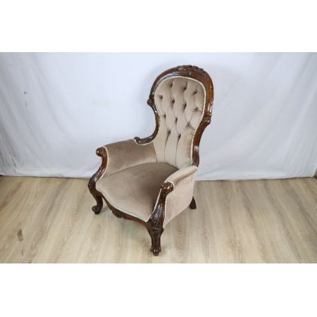 Victorian Easy Chair, Viktorianischer Sessel mit Samtbezug