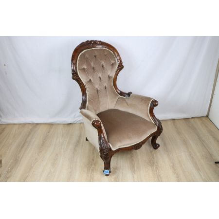 Victorian Easy Chair, Viktorianischer Sessel mit Samtbezug
