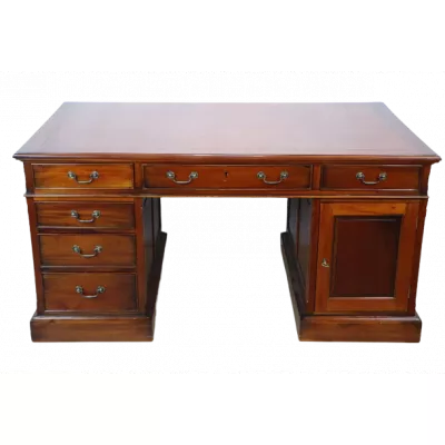 Englischer Mahagoni Schreibtisch/  Pedestal Desk mit 9 Schubladen