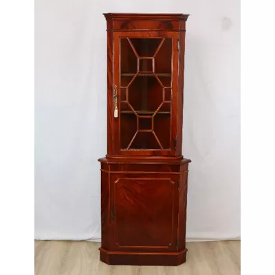 Eckschrank  Mahagoni  England Regency Verglasung