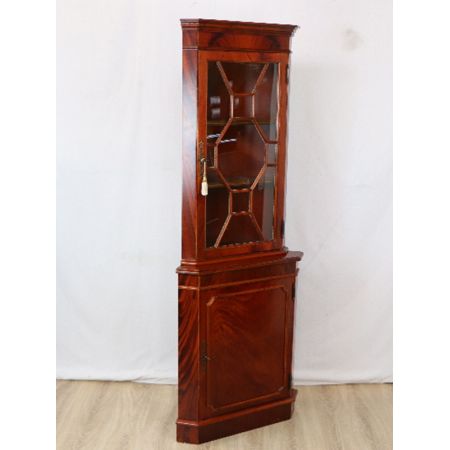 Eckschrank  Mahagoni  England Regency Verglasung