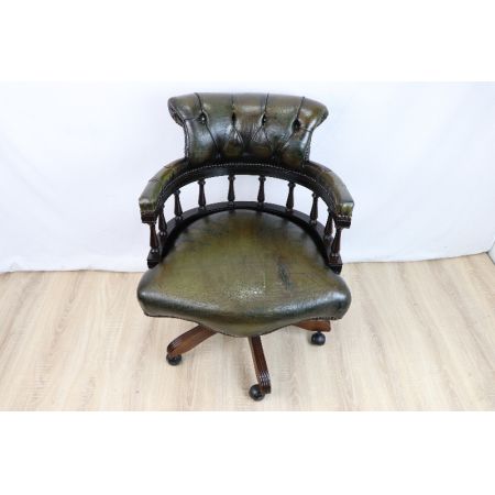 Leder Swivel Vintage Captainschair