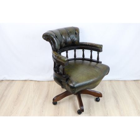 Leder Swivel Vintage Captainschair