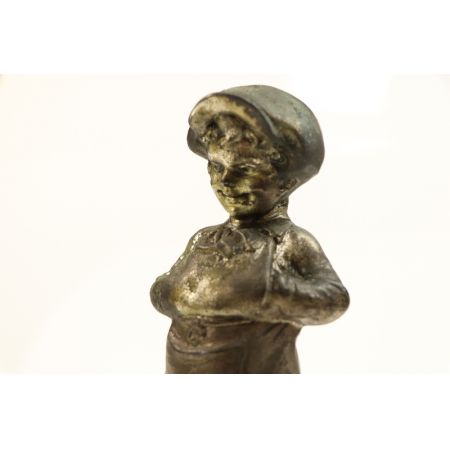 Antikes Paar Metall Skulpturen auf schwarzem Marmor