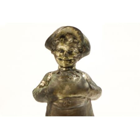 Antikes Paar Metall Skulpturen auf schwarzem Marmor