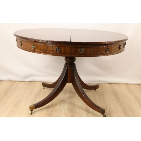 Esstisch/ Drumtable aus Mahagoni, verlängerbar inkl. 2 Platten