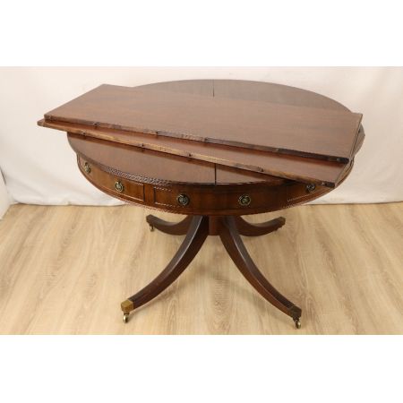 Esstisch/ Drumtable aus Mahagoni, verlängerbar inkl. 2 Platten