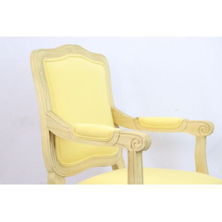 Armlehnstuhl im Victorian Style – Gelber Polsterstuhl mit Massivholzrahmen