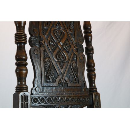 Paar englischer viktoriansicher Landhausstühle aus Massivholz Eiche