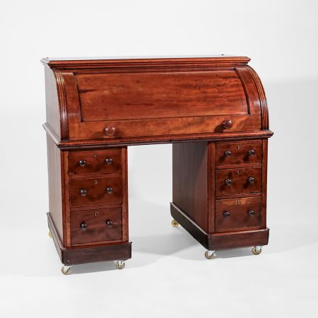 Antiker Zylinder Schreibtisch aus England, ca. 1860, Sekretär Antik, Antiker Schreibtisch Mahagoni