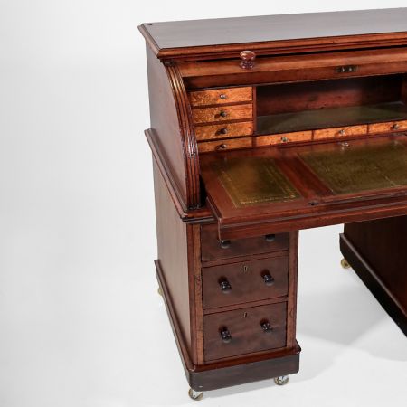 Antiker Zylinder Schreibtisch aus England, ca. 1860, Sekretär Antik, Antiker Schreibtisch Mahagoni