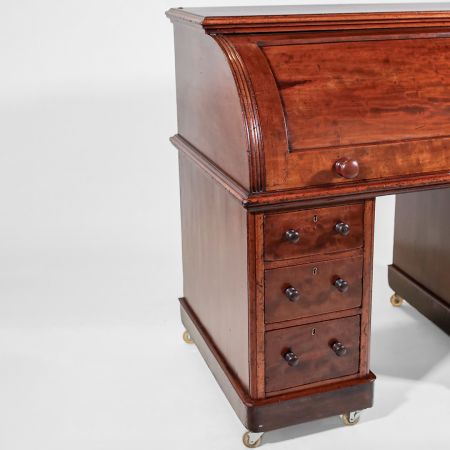 Antiker Zylinder Schreibtisch aus England, ca. 1860, Sekretär Antik, Antiker Schreibtisch Mahagoni