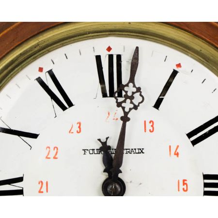 Antike Wanduhr / Bahnhofsuhr, Eiche, französisch