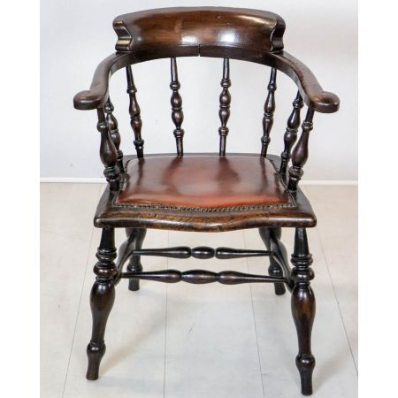 Windsor Chair mit Lederpolsterung, Comb Back Stuhl, Landhausstuhl