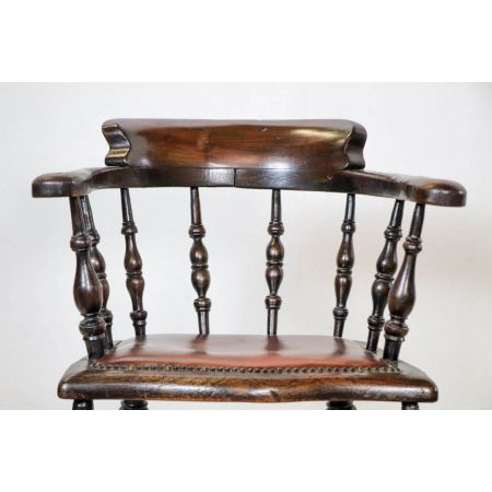 Windsor Chair mit Lederpolsterung, Comb Back Stuhl, Landhausstuhl