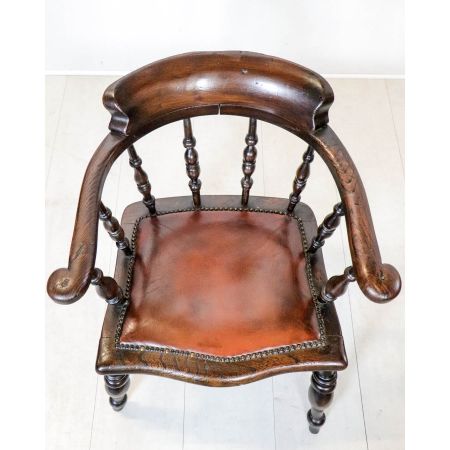 Windsor Chair mit Lederpolsterung, Comb Back Stuhl, Landhausstuhl