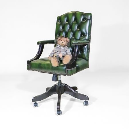 Chesterfield Drehstuhl Gainsborough / Bürostuhl in Birch Antique Green & Schwarz - Sofort lieferbar