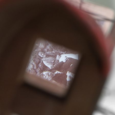 Ästhetisches Steroskop aus Holz mit Bildern aus vergangener Zeit