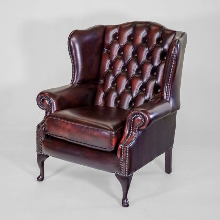 Chesterfield Ohrensessel "Queen Anne" in Birch Antique Red - Sofort Lieferbar