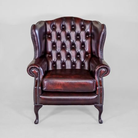 Chesterfield Ohrensessel "Queen Anne" in Birch Antique Red - Sofort Lieferbar