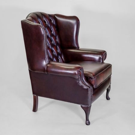 Chesterfield Ohrensessel "Queen Anne" in Birch Antique Red - Sofort Lieferbar