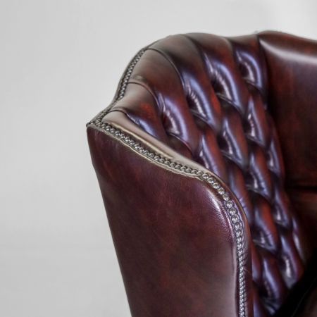 Chesterfield Ohrensessel "Queen Anne" in Birch Antique Red - Sofort Lieferbar