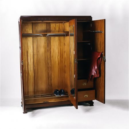 Late Victorian antiker Kleiderschrank aus massivem Mahagoni, Schrank mit drei Türen