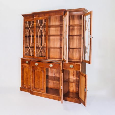 Georgian Antik Style Breakfront, Bücherregal mit Glasfront, Vitrinenschrank, Büroschrank