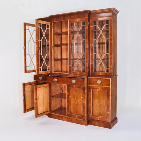 Georgian Antik Style Breakfront, Bücherregal mit Glasfront, Vitrinenschrank, Büroschrank