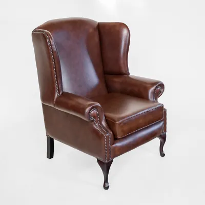 Chesterfield Ohrensessel "Queen Anne"  Plain in Birch Antique Gold - sofort lieferbar
