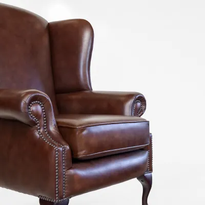 Chesterfield Ohrensessel "Queen Anne"  Plain in Birch Antique Gold - sofort lieferbar