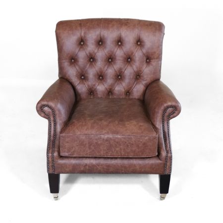 Chesterfield Ledersessel, englischer "Study Chair"