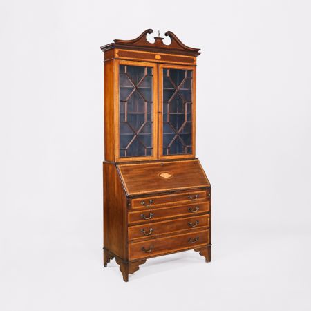 Edwardian Aufsatzsekretär, Secretary Bureau Bookcase, Sekretär Bücherschrank, King Edward VII, Büro Schrank massives Mahagoni & Satinwood