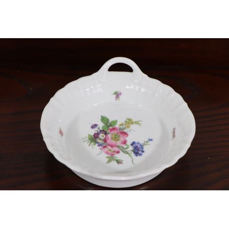 Vintage Porzellanschüssel mit Henkel, Rosenmuster