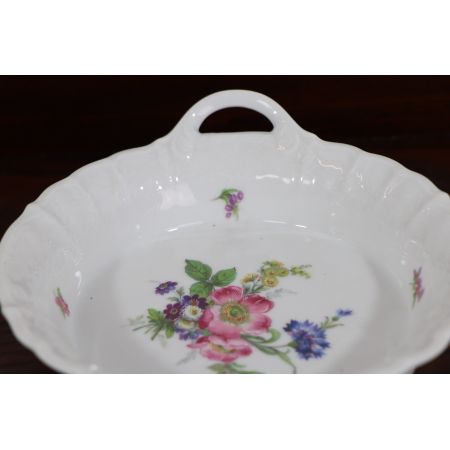 Vintage Porzellanschüssel mit Henkel, Rosenmuster