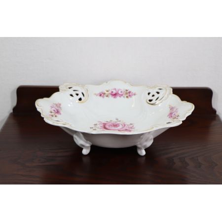 Kleine Vintage Seifenschale, Porzellan, mit Rosenmotiv