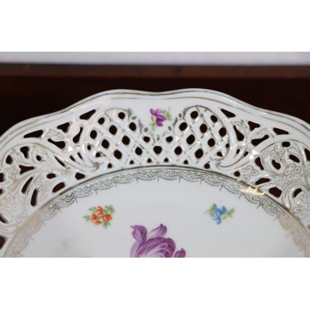 Vintage Obstschale mit Blumenmotiv, Porzellan