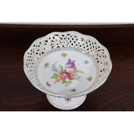 Vintage Obstschale mit Blumenmotiv, Porzellan