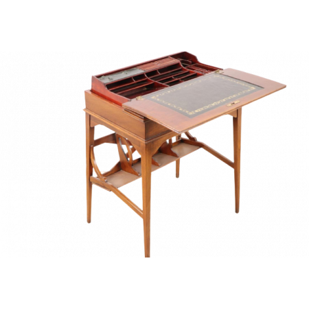 Massivholz Arbeitstisch / Writing Table mit Ledereinlage