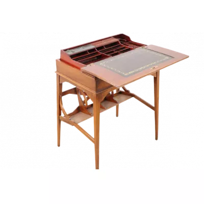 Massivholz Arbeitstisch / Writing Table mit Ledereinlage