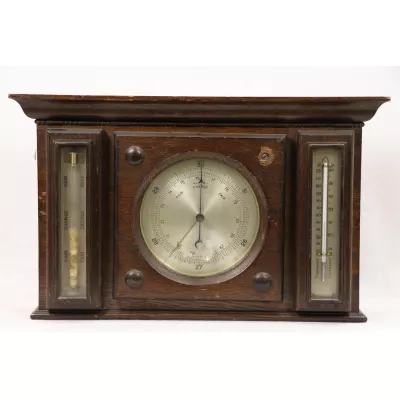 Vintage Wetterstation mit Regenanzeige und Thermometer, englisch