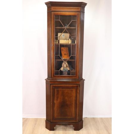 Eleganter Regency Eckschrank mit Verglasung, Eckschrank Antik